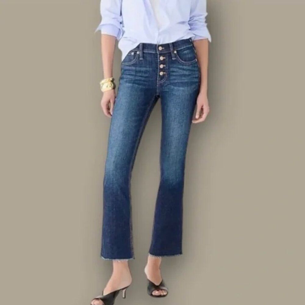 J. Crew BF707 Button Fly Demi Boot Cut Cropped Jeans size 34